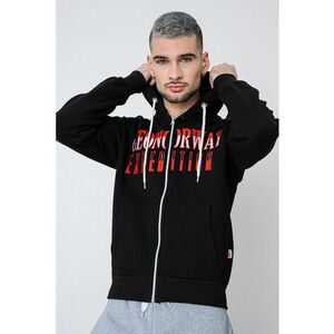 Hanorac cu logo brodat si fermoar Ghazen - Alb/Negru/Rosu vermillion imagine