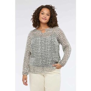 Bluza cu decupaj si model - Alb/Negru imagine