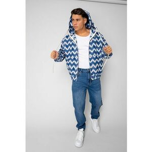Hanorac cu fermoar si gluga Oversized 18931 - BLUE imagine