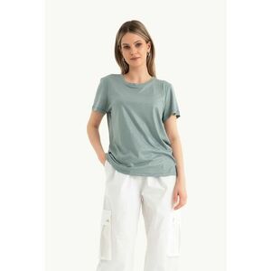 Tricou dama - decolteu rotund - bumbac - verde imagine