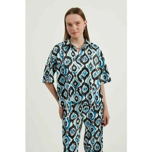 Camasa boho dama - cu maneca scurta - satin - multicolor imagine