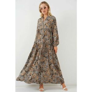 Rochie Maxi HiCCUP - Imprimata - Decolteu in V - Gri deschis - Textil imagine