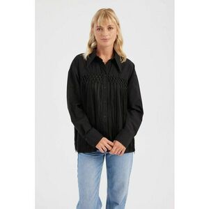 Camasa dama textil - croiala lejera - negru imagine