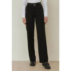 Pantaloni dama - drepti - talie inalta - negru - poliester imagine