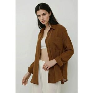 Camasa dama poliester - regular fit - maro imagine