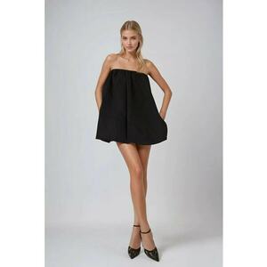 Rochie mini - model balon - negru - bumbac si poliester imagine