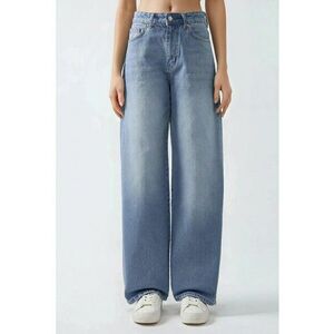 Blugi dama - din denim - croiala larga - albastru imagine