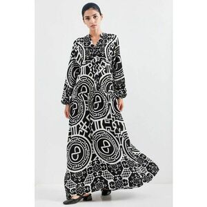 Rochie maxi dama - viscoza - HiCCUP - decolteu in V - alb/negru imagine