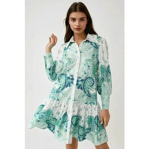 Rochie mini - imprimeu - verde - textil imagine