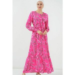 Rochie maxi dama - HiCCUP - viscoza - decolteu rotund - roz imagine