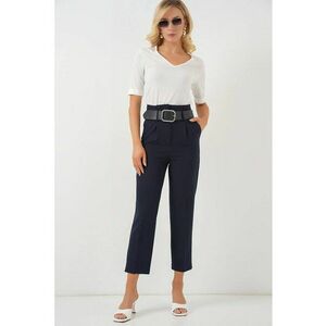 Pantaloni dama - HiCCUP - drepti pana la glezna - albastru - poliester-lycra imagine