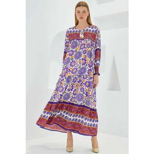 Rochie maxi dama HiCCUP - imprimeu - inchidere cu snur - viscoza - multicolor imagine