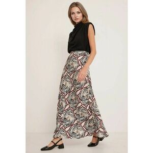 Fusta maxi - HiCCUP - poliester - bej/negru - cu captuseala imagine