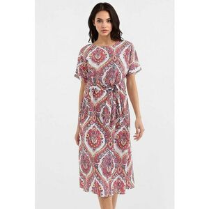 Rochie midi - HiCCUP - imprimeu - papion - rosu - viscoza/in imagine
