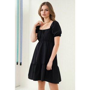 Rochie mini dama - HiCCUP - forma A - decolteu patrat - bumbac/poliester - negru imagine