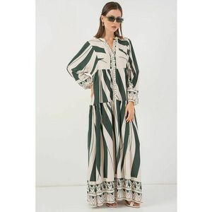 Rochie maxi - HiCCUP BDART - inchidere cu nasturi - textil - verde inchis imagine