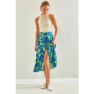 Fusta midi cu model - multicolor - viscoza - inchidere cu nasturi imagine