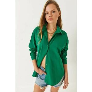 Camasa dama - cu nasturi - verde - bumbac - poliester imagine