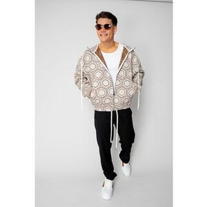 Hanorac cu fermoar si gluga Oversized 18916 - Bej imagine