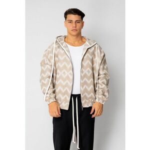 Hanorac cu fermoar si gluga Oversized 18926 - Bej imagine