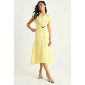 Rochie midi - HiCCUP - bumbac - guler camasa - galben imagine
