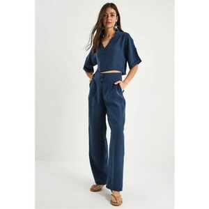Compleu dama - set doua piese - decolteu lung in V - violet - textil - imagine