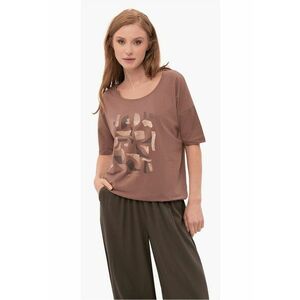 Tricou dama T-Prime - imprimeu abstract - tesatura respirabila - bumbac - maro imagine