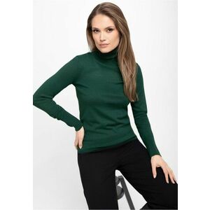 Pulover cu guler inalt S-Juli - dama - usor - verde melange - Verde melange imagine