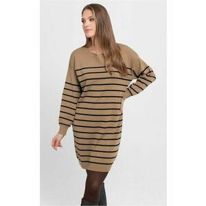 Rochie cu dungi G-Senti - tricot - maro - maneca lunga - Maro imagine