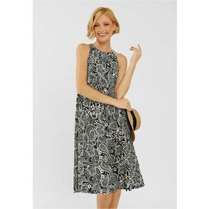 Rochie G-Hava - larga - usoara - cu model paisley - Alb/Negru imagine