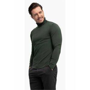 Pulover tricotat fin cu guler inalt - S-Max - Verde - Verde imagine
