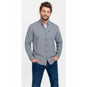 Camasa din bumbac cu model in carouri - guler fixat cu nasturi - Regular Fit - K-Haines - Albastru - Albastru imagine