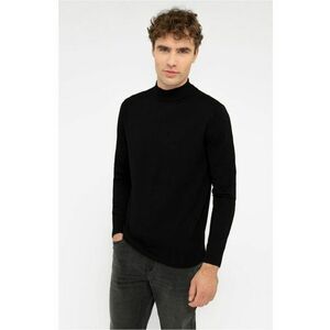 Pulover tricotat fin cu guler mediu S-Baz - Negru - Negru imagine