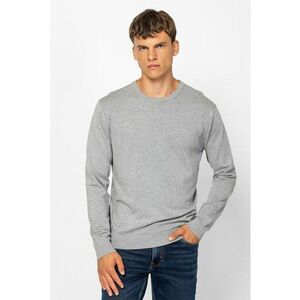 Pulover uni tricotat fin cu decolteu la baza gatului - Gri deschis imagine