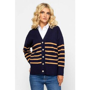 Cardigan lejer cu model in dungi si maneci cazute - Bleumarin imagine
