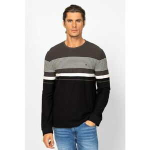 Bluza cu decolteu la baza gatului si dungi - Negru/Gri inchis imagine