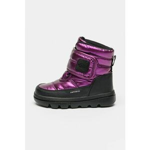 Ghete cu inchidere velcro si aspect metalizat - Negru/Ametist imagine