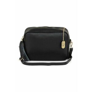 Geanta crossbody de piele cu bareta detasabila - Negru imagine