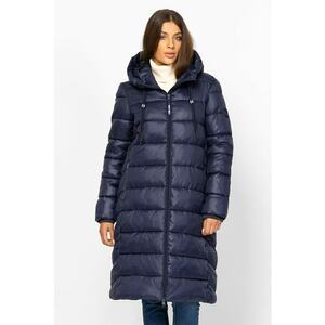 Geaca lunga matlasata cu buzunare laterale - Bleumarin imagine