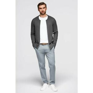 Cardigan tricotat fin cu fermoar - Gri imagine