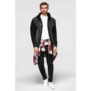 Jacheta din denim cu gluga - Negru/Gri inchis imagine