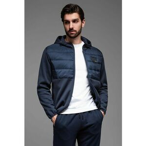 Jacheta cu gluga si insertii matlasate - Bleumarin imagine