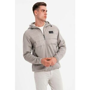 Jacheta cu gluga si insertii matlasate - Gri cenusiu imagine