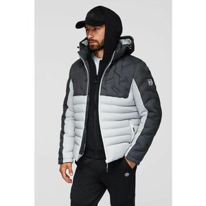Geaca cu gluga si model colorblock - Gri deschis/Gri inchis imagine