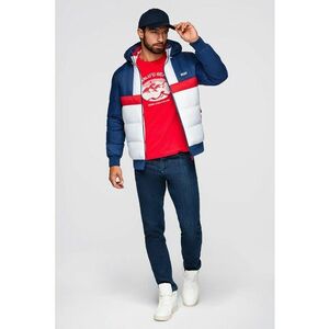Geaca cu gluga si model colorblock - Rosu/Alb/Albastru royal imagine