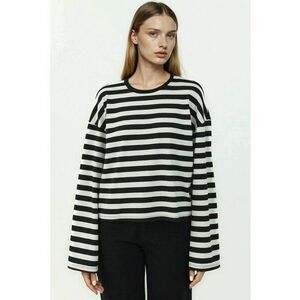 Bluza dama - cu maneca lunga - dungi - negru - jerseu imagine