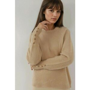 Pulover dama - cu maneca lunga - textura moale - tricot - Bej Natural - imagine