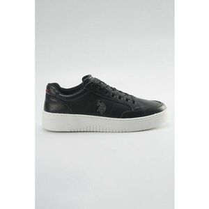Pantofi sport din piele cu perforatii decorative - Negru stins imagine