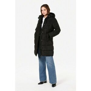 Geaca lunga cu model matlasat - Negru imagine