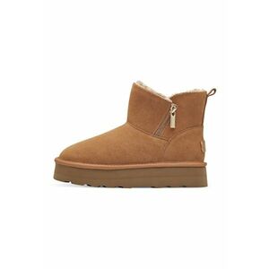 Ghete flatform de piele intoarsa - Caramel imagine